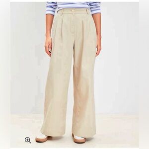 LOFT Poplin Wide Leg Pants in khaki